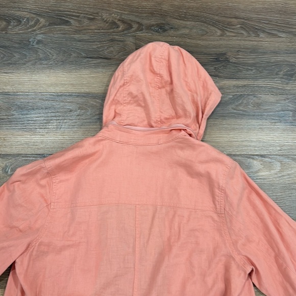 LL Bean Linen Utility Jacket Pink/Salmon Size Med Regular. Packable hood - Picture 16 of 16